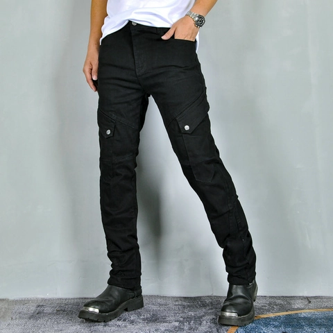 Pantaloni da Moto da Uomo Slim Fit Cargo Con Protezioni CE Rimovibili Pantaloni Tattici Outdoor Multitasche da Motociclista
