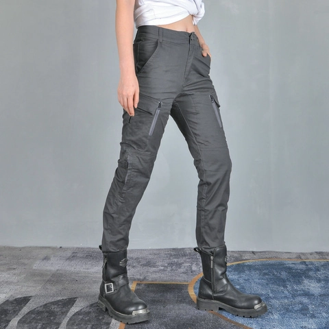 Pantalon d'Équitation de Moto à Taille Haute pour Femmes Avec Coussinets de Protection Amovibles Coton Respirant Pantalon Cargo