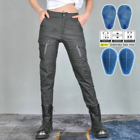 Pantalon d'Équitation de Moto à Taille Haute pour Femmes Avec Coussinets de Protection Amovibles Coton Respirant Pantalon Cargo