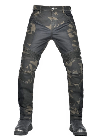 Pantalones de Moto Retro para Hombre Camuflaje Transpirables de Malla Protectores Con Rodilleras Removibles Verano Pantalones de Moto Aire Libre