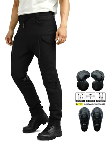 Pantaloni da Moto Cargo Uomo Impermeabili Antivento Techwear Tapered Con Protezioni CE Rimovibili per Ciclismo