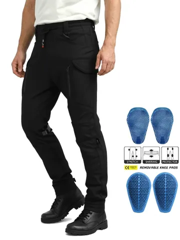 Pantaloni da Moto per Uomo in Misto Cotone Impermeabile Cargo Con Protezioni in Silicone Rimovibili Pantaloni Protettivi Riflettenti