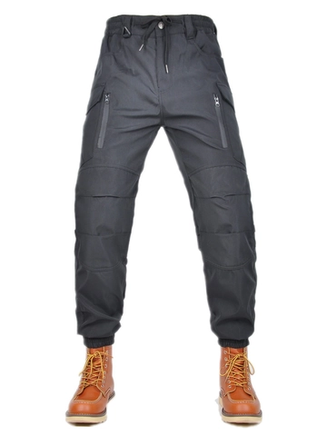 Pantaloni da Moto per Uomo in Misto Cotone Impermeabile Cargo Con Protezioni in Silicone Rimovibili Pantaloni Protettivi Riflettenti