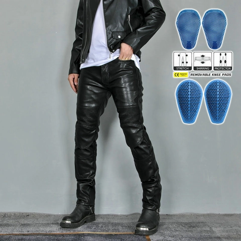 Herren Motorrad Reithose PU Leder Hose Fleece Gefüttert Winddicht Wasserdicht Schutzausrüstung Biker Hose Mit Akkordeonfalten