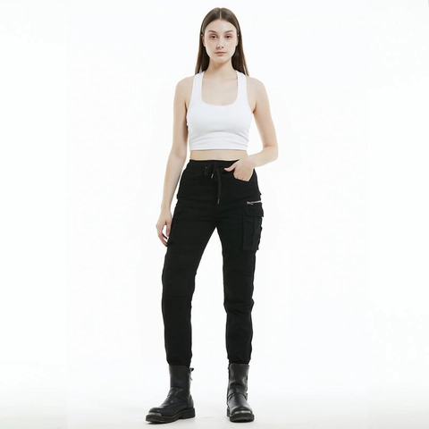 Women's Cotton Blend Motorcycle Riding Pants Removable Protective Pads Cargo Joggers Tactical Stretch Biker Trousers