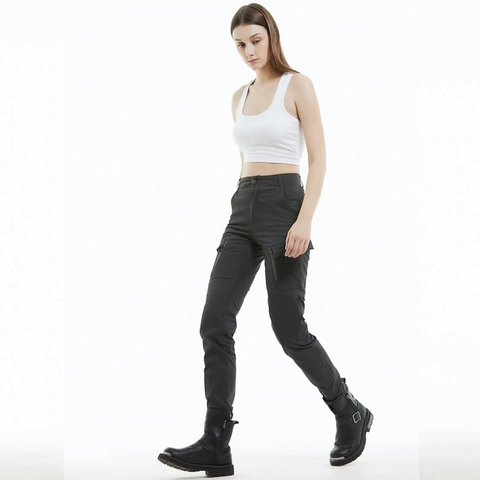 Pantaloni da Moto Donna Slim Fit Vintage Cargo con Cuscinetti Protettivi Rimovibili Resistenti all'Usura