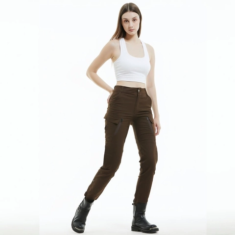 Women's Slim Fit Motorcycle Riding Cargo Pants With CE Protective Gear Cotton Multi Pocket Tactical Outdoor Trousers