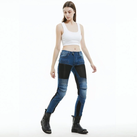 Dames Motorrijbroek Jeans Beschermende Denim Broek Met Afneembare Pads Ademend Gespleten Skinny Biker Broek Dagelijks Gebruik