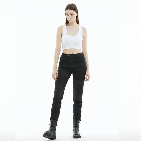 Women Motorcycle Riding Jeans Mesh Breathable Slim Stretch Biker Pants With Removable Protective Pads Cotton Blend Riding Trousers