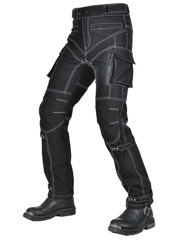 Pantaloni da Moto per Uomo Impermeabili Tattici Elasticizzati Con Protezioni CE Rimovibili Cuciture a Contrasto