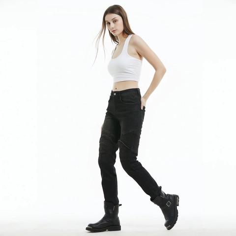 Jeans da Moto per Donna Con Protezioni Imbottitura Protettiva Foderati in Kevlar Resistenti all'Abrasione Pantaloni Moto