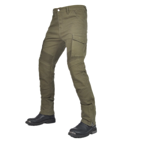 Men Motorcycle Riding Cargo Pants With Protective Pads Abrasion Resistant Biker Trousers Knee Accordion Panels Moto Gear