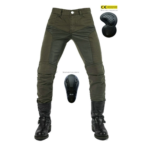 Men's Motorcycle Riding Pants Breathable Mesh Armored Protective Trousers Cotton Blend Summer Outdoor Cycling Long Pants