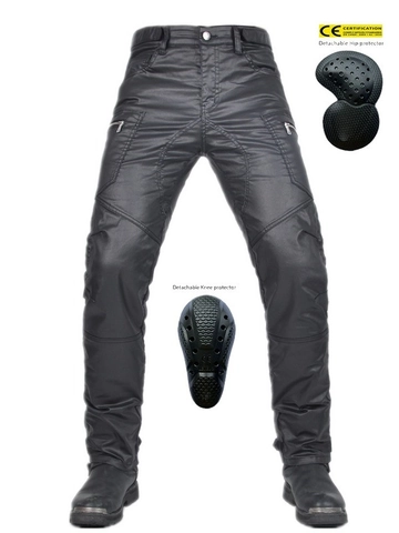 Men Motorcycle Riding Pants Coated Windproof Protective Racing Trousers High Waist Slim Fit Motorbike Gear With Knee Pads