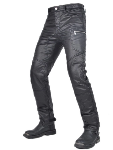 Men Motorcycle Riding Pants Coated Windproof Protective Racing Trousers High Waist Slim Fit Motorbike Gear With Knee Pads