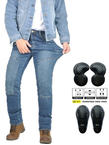 Pantaloni da Moto Protettivi per Uomo Con Protezioni CE Jeans in Denim Elasticizzato Vintage Cargo per Ciclisti Fuoristrada