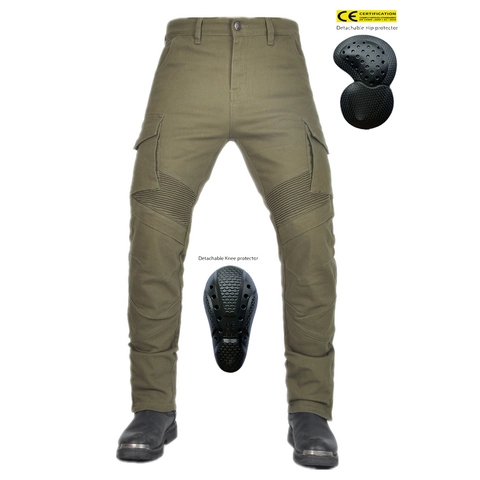Men Motorcycle Riding Cargo Pants With Protective Pads Abrasion Resistant Biker Trousers Knee Accordion Panels Moto Gear