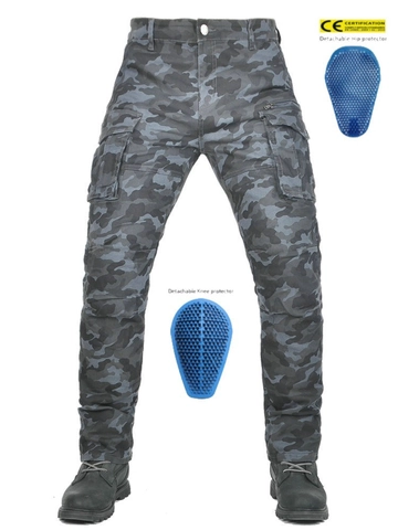 Pantaloni da Moto da Uomo Camouflage Blu Pantaloni Cargo Con Attrezzatura Protettiva Rimovibile Pantaloni Tattici Sport Outdoor