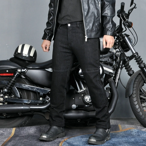 Pantaloni da Moto da Uomo Jeans Protettivi in Denim Con Ginocchiere Rimovibili Resistenti all'Usura Pantaloni Biker Casual Elastici