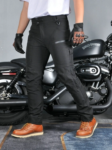 Herren Motorradhose Wasserdicht Winddicht Schützende Cargohose Mit Abnehmbaren Silikon-Hüft-Knieschützern Taktische Outdoor-Racing-Motorradhose