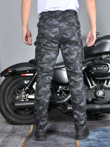 Pantalones de Motociclista de Camuflaje para Hombre Con Protectores CE Desmontables Pantalones Cargo Transpirables