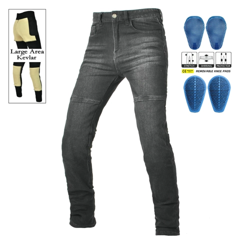 Pantaloni da Moto da Uomo Jeans Protettivi in Denim Con Ginocchiere Rimovibili Resistenti all'Usura Pantaloni Biker Casual Elastici