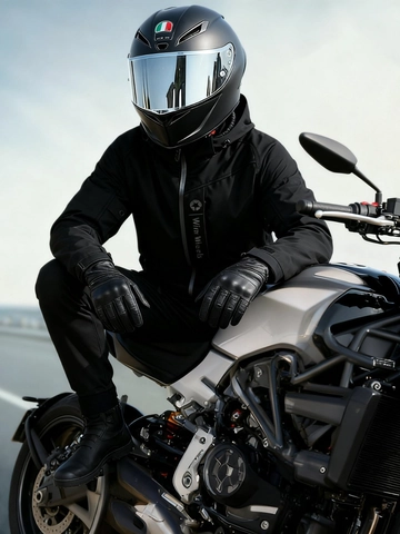 Veste de Moto à Capuche pour Hommes Winx Wheels Imperméable Coupe-vent Protectrice en Mélange de Coton Manteau de Motard pour Toutes Saisons