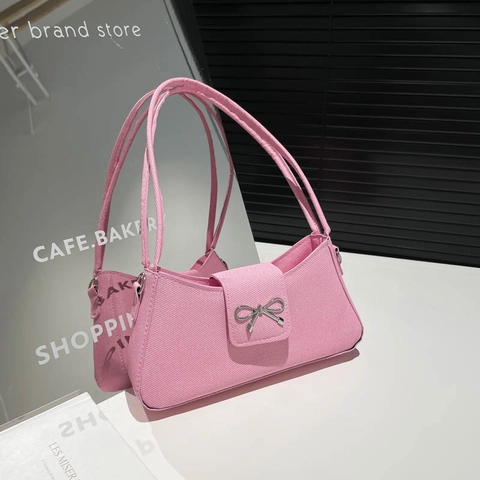 Borsa a Spalla Retro in PU Donna Con Fibbia a Fiocco in Metallo Argento Borsa Sottobraccio Vintage Borsa a Mano Tessitura Intrecciata per Donna