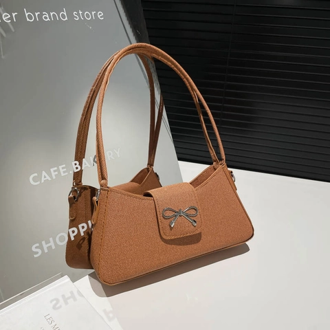 Borsa a Spalla Retro in PU Donna Con Fibbia a Fiocco in Metallo Argento Borsa Sottobraccio Vintage Borsa a Mano Tessitura Intrecciata per Donna