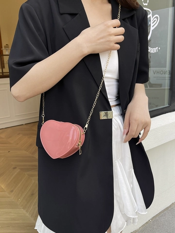 Mode Süße Herzform PVC Umhängetasche Mini Jelly Kette Schultertasche Süße Herz Geldbörse Für Damen Mädchen Kinder Geschenk