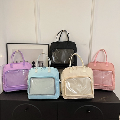 Japanese Style Transparent Ita Bag For Women Multi-use Nylon Backpack Handheld Shoulder Crossbody Bag For School Travel