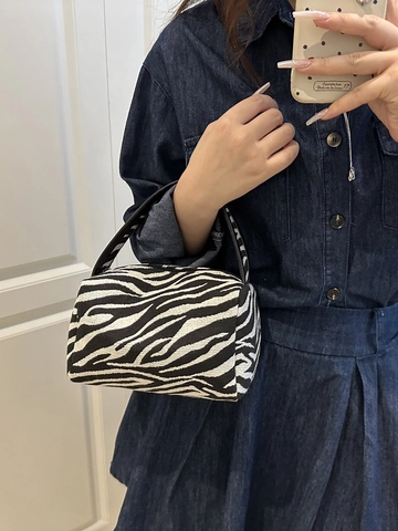 Vintage Leopardenmuster Zebra Druck Canvas Handtasche Mini Barrel Pillow Bag Damen Tragbare Makeup Kosmetik Bento Aufbewahrung