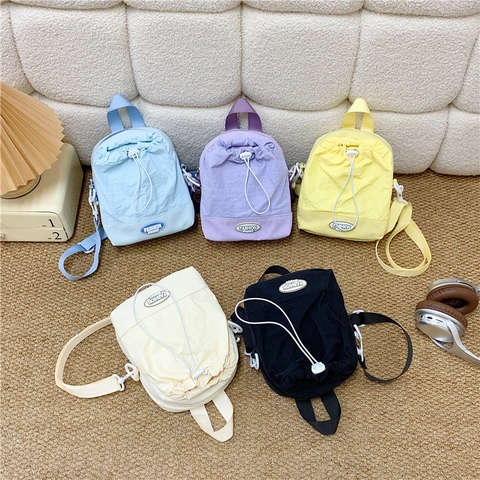 Women Casual Nylon Crossbody Bag Small Drawstring Shoulder Bag Minimalist Daily Travel Handbag