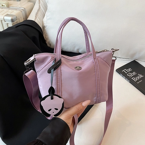 Nylon Crossbody Dumpling Bag Waterproof Zipper Fashion Small Handbag With Adjustable Strap And Panda Charm For Women