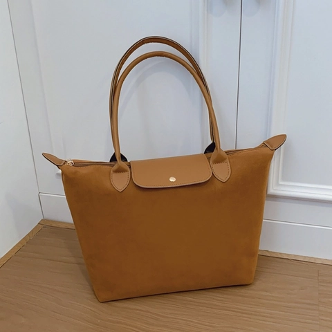 Large Capacity Suede PU Leather Tote Bag Women Shoulder Handbag With Flap Metal Buckle Zipper Casual Classic Commute