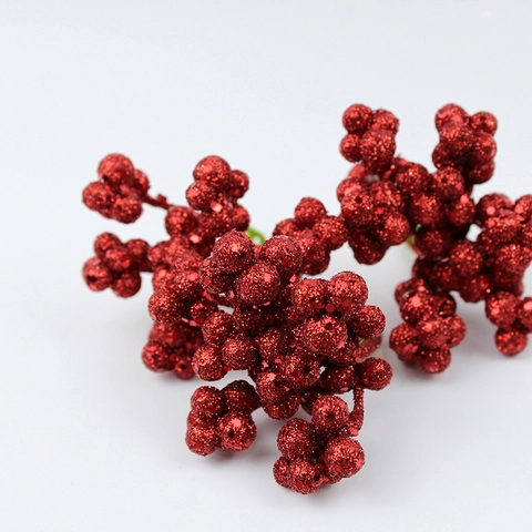 Bacche di Schiuma Artificiali Fatte a Mano Decorazione per Albero di Natale Bacche Glitterate per Matrimonio Casa Festa