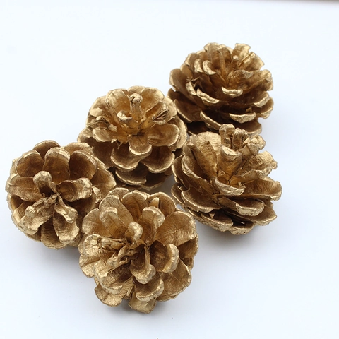 Piñas Naturales Doradas Adornos para Árbol de Navidad Piñas Pintadas Metálicas para Manualidades DIY Boda Decoración Hogar