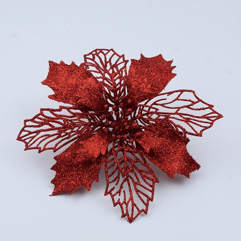 Künstliche Weihnachtsblume Glitzer Weihnachtsstern Mit Ausschnitt Design Für Weihnachtsbaum Kranz DIY Dekoration Kunststoff Blumen