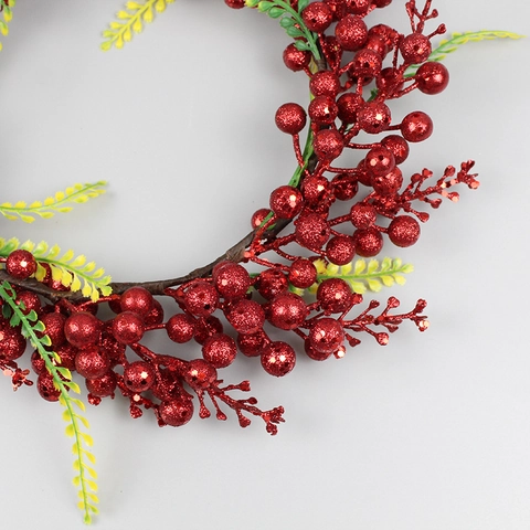 Ghirlanda Natalizia di Bacche Rosse Artificiali con Bacche di Schiuma Glitterata per Porta d'Ingresso Casa Festa Parete