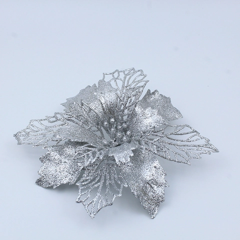 Künstliche Weihnachtsblume Glitzer Weihnachtsstern Mit Ausschnitt Design Für Weihnachtsbaum Kranz DIY Dekoration Kunststoff Blumen