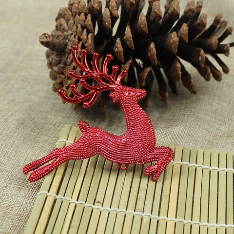 Addobbi Natalizi Renna Sospesa Glitter Oro Rosso Plastica Cervo Statuetta per Albero di Natale Festa Casa Ciondolo Decorativo