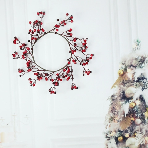 Ghirlanda di Bacche di Natale Artificiale Due Toni Rosso Nero Ghirlanda di Bacche di Schiuma Per Porta Parete Matrimonio Casa