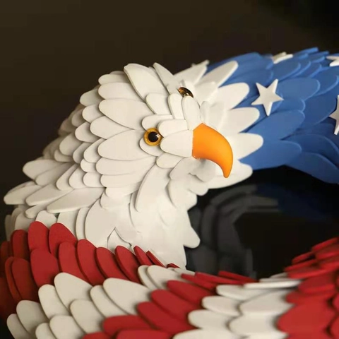 Amerikanischer Unabhängigkeitstag Adler Kranz Vierter Juli Patriotische Dekoration Rot Weiß Blau Stern Gestreift Haustür Anhänger