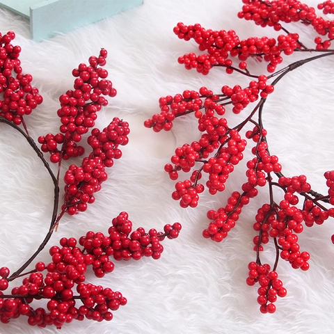 Ghirlanda di Bacche Rosse Artificiali Ornamenti Appesi di Natale per la Casa Matrimonio Festa Decor Bacche di Schiuma Ghirlanda di Vite