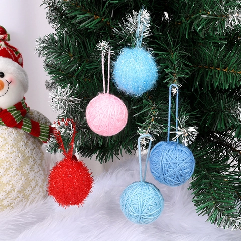 5cm Palle di Lana Natalizie Ornamenti da Appendere Palline di Schiuma Multicolore per Albero di Natale DIY Artigianato Decorazione