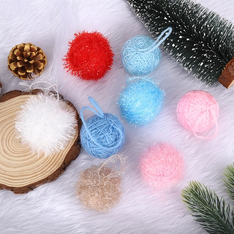 5cm Palle di Lana Natalizie Ornamenti da Appendere Palline di Schiuma Multicolore per Albero di Natale DIY Artigianato Decorazione