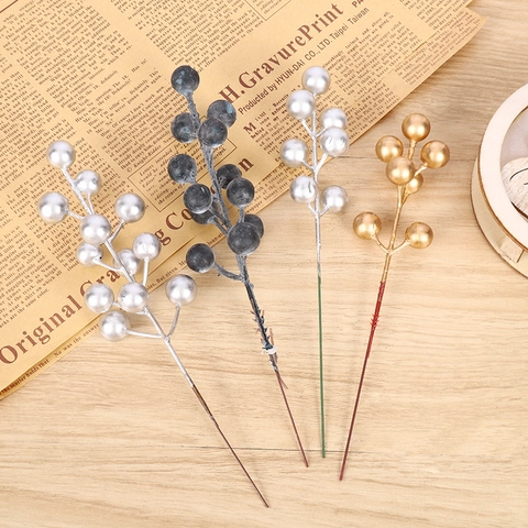 Künstliche Weihnachtsbeeren Stiel Handgemacht DIY Kranz Material Metallische Oberfläche Beerenpickel Für Weihnachtsdekoration Heimdekoration