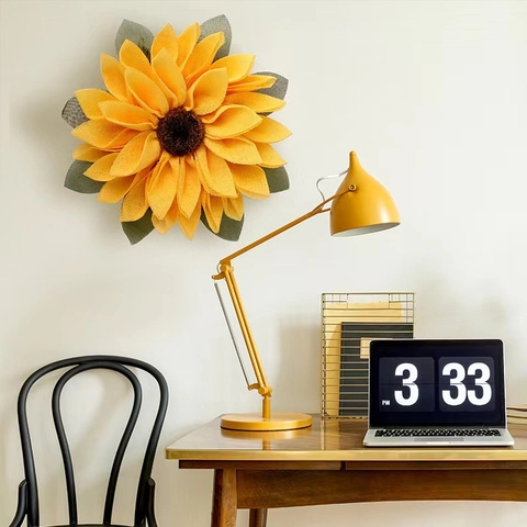 Handmade Burlap Sunflower Wreath Artificial Mesh Fabric Door Hanging Decoration For Bee Festival Thanksgiving Home Wall Decor