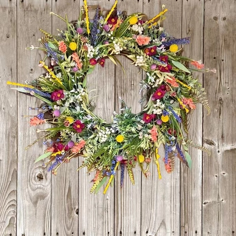 Handmade Artificial Texas Wildflower Wreath Autumn Pastoral Style Floral Door Hanging Wall Decor Home Festive Props