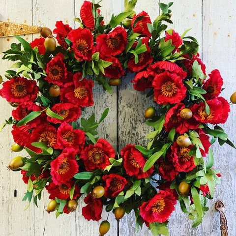 Künstlicher Blumenkranz Seidenrose Sonnenblume Pfingstrose Weinrebenbasis Türhänger Dekoration Frühling Pastoraler Stil Haus Wand Deko
